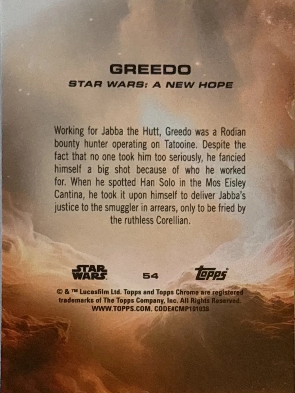 Topps Chrome Star Wars Greedo Trading Card - Picture 2 of 2